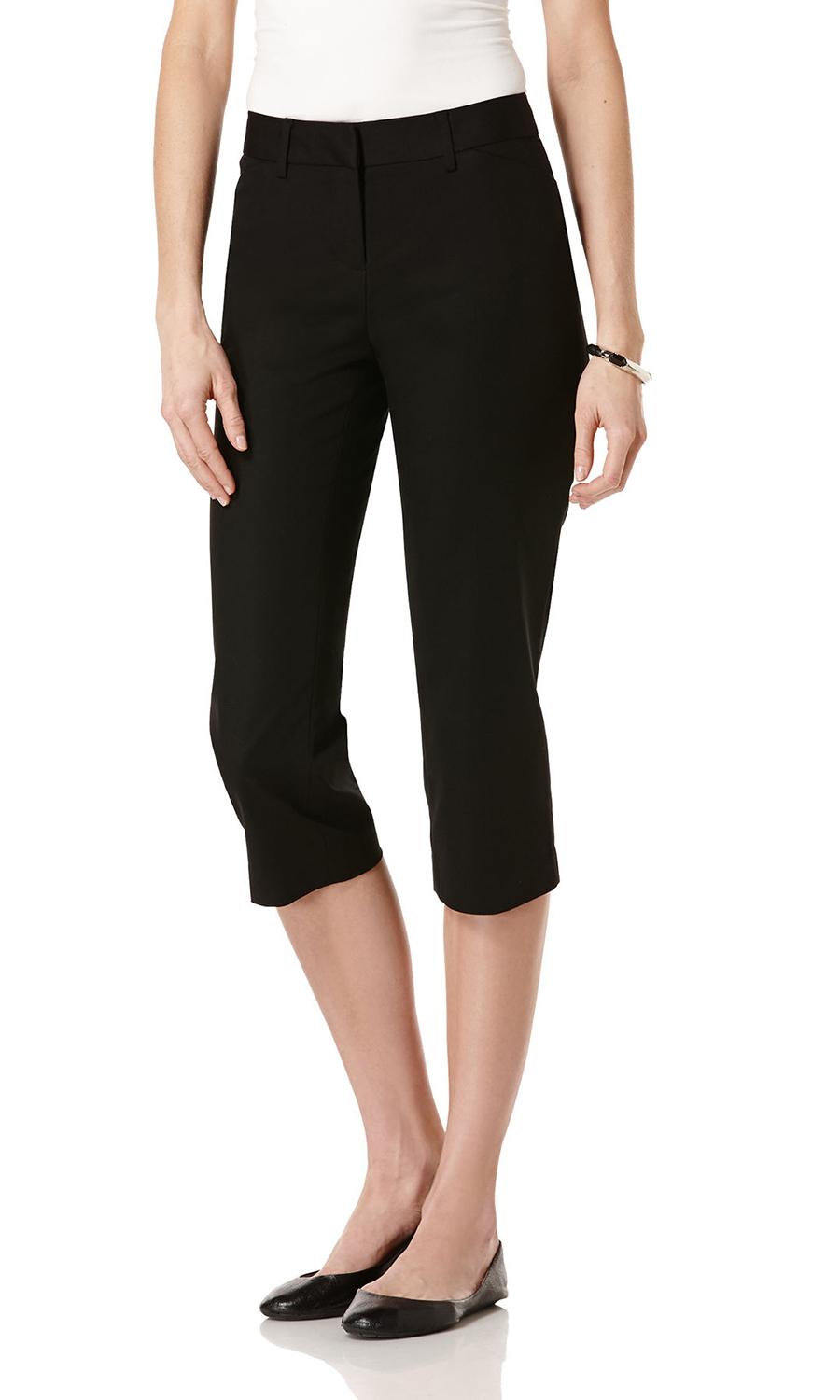 Rafaella Curvy Fit - מכנסי 3/4 ישרים שחורים
