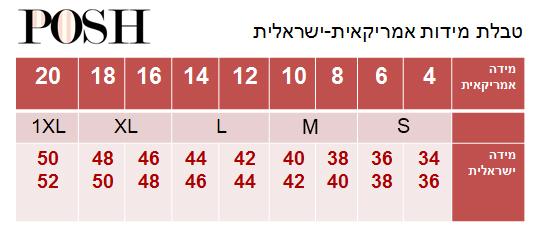 טבלת מידות פוש